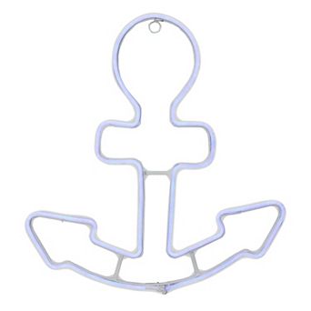 17" Neon Blue LED Lighted Anchor Window Silhouette Decor