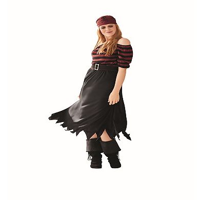 Red And Black Pirate Woman Adult Halloween Costume - Small