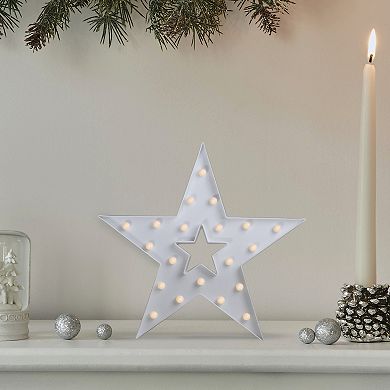 15" White Star LED Marquee Wall Sign