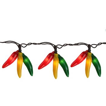36 ct Orange Yellow and Green Chili Pepper Cluster String Lights - 7.5ft Brown Wire