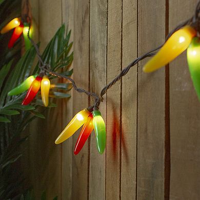 36ct Orange  Yellow and Green Chili Pepper Cluster String Lights - 7.5ft Brown Wire