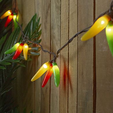 36ct Orange Yellow and Green Chili Pepper Cluster String Lights - 7.5ft Brown Wire