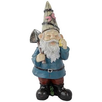 15.25" Gnome with Shovel Outdoor Garden Statue