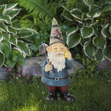 15.25" Gnome with Shovel Outdoor Garden Statue