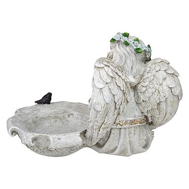 12.25" Sitting Angel Bird Feeder Outdoor Garden Statue