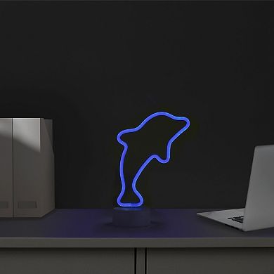 10.25" Blue Dolphin LED Neon Style Table Sign