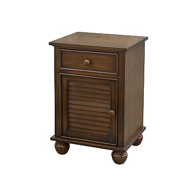 30" Brown Bahama Shutter Wood Nightstand with Drawers