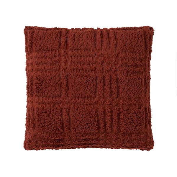 Cuddl Duds® Plaid Cutout Faux Shearling Throw Pillow - Burnt Orange