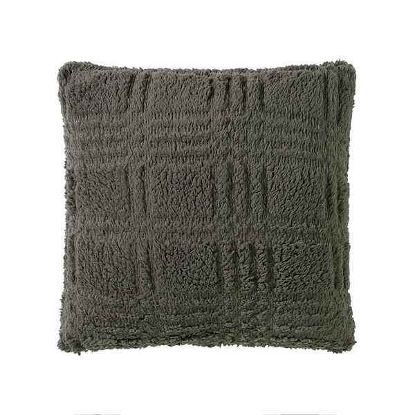 Cuddl Duds® Plaid Cutout Faux Shearling Throw Pillow - Green