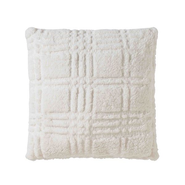 Cuddl Duds® Plaid Cutout Faux Shearling Throw Pillow - Off White