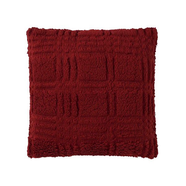 Cuddl Duds® Plaid Cutout Faux Shearling Throw Pillow - Red