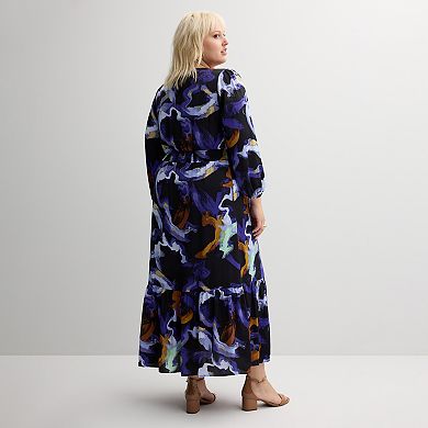Plus Size Nine West V-Neck Midi Dress