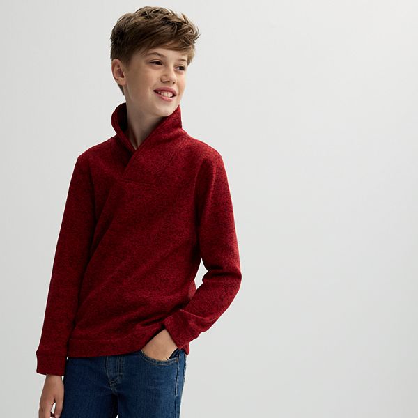 Boys 8-20 Sonoma Goods For Life® Sweater Fleece Shawl Collar Pullover in Regular & Husky - Apple Red (XL HUSKY)