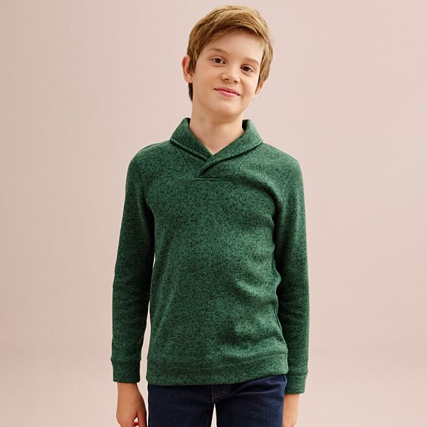 Boys 8-20 Sonoma Goods For Life® Sweater Fleece Shawl Collar Pullover in Regular & Husky - Juniper Green (XL HUSKY)