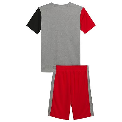 Boys 8-20 PUMA 2-Piece Interlock Short Sleeve Performance Tee & Mesh Shorts Set