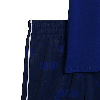 Boys 8-20 PUMA 2-Piece Interlock Mesh Short Sleeve Performance Tee & Shorts Set