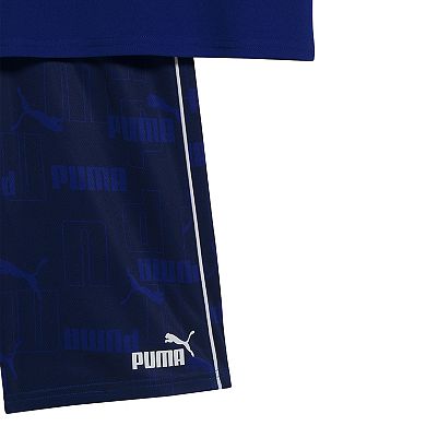 Boys 8-20 PUMA 2-Piece Interlock Mesh Short Sleeve Performance Tee & Shorts Set