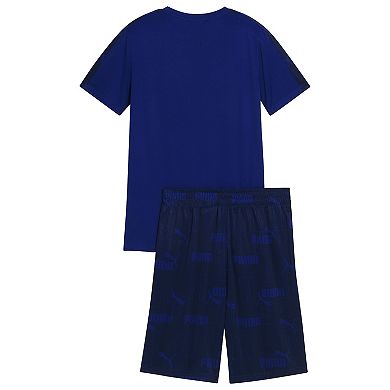 Boys 8-20 PUMA 2-Piece Interlock Mesh Short Sleeve Performance Tee & Shorts Set