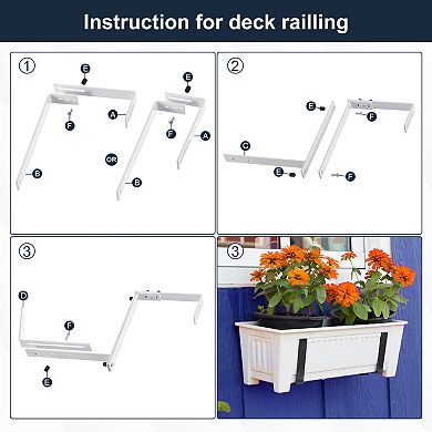 White Planter Box Brackets, Adjustable Window Planter Box Brackets (6 PCS) | UK