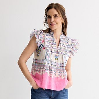 Women's Farmers Market Flounce Sleeve Blouse