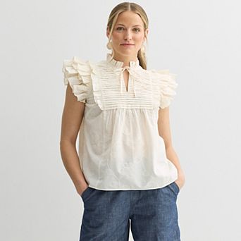 Women's Farmers Market Flounce Sleeve Blouse