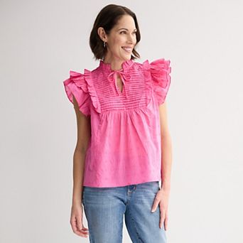 Women's Farmers Market Flounce Sleeve Blouse