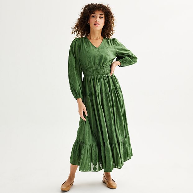 chinese dress ladies Homestead Western Frontier Dress Made in USA Willow Green / 16