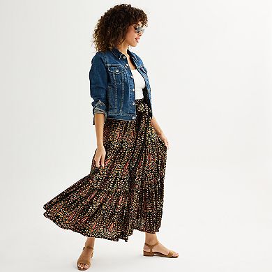 Women's Farmers Market Printed Flare Tiered Maxi Skirt