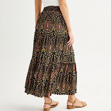 Women's Farmers Market Printed Flare Tiered Maxi Skirt