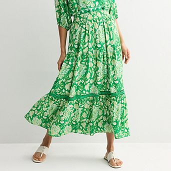 Women's Farmers Market Printed Flare Tiered Maxi Skirt