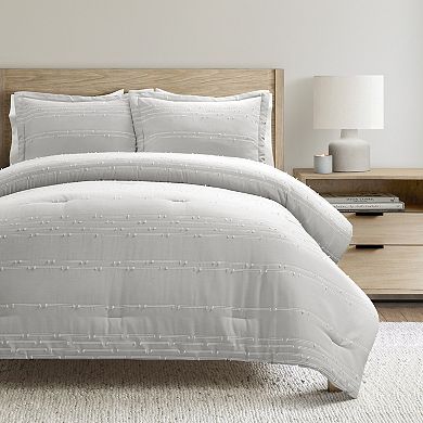 Lush Decor Clipped Stripe Jacquard Comforter Set