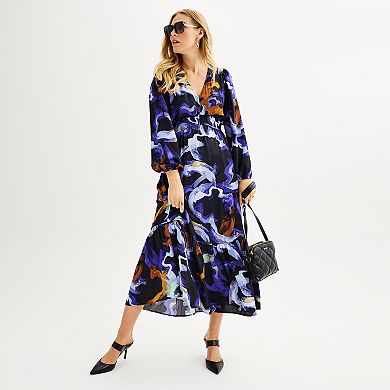 Women's Nine West V-Neck Midi Dress