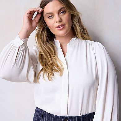 Plus Size LC Lauren Conrad Hidden Placket Button Front Shirt
