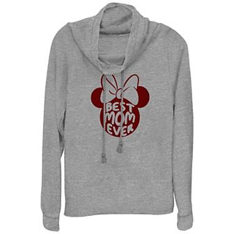 Disney's Minnie Mouse Best Mom Ever Women's Cowlneck Graphic Lightweight Long Sleeve