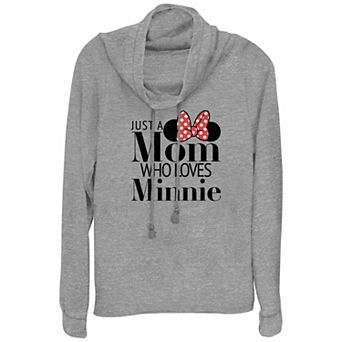 Disney's Minnie Mouse Just A Mom Who Loves Minnie Women's Cowlneck Graphic Lightweight Long Sleeve