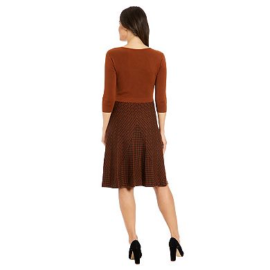 Women's London Times Pleated Fit & Flare Sweater Dress