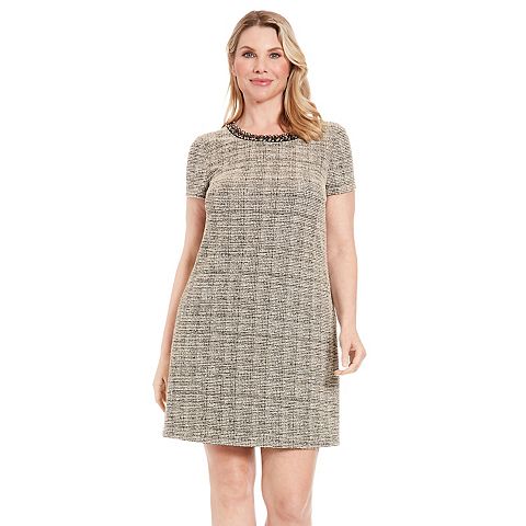 Женские платья London Women's London Times T-shirt Embellished Neckline Tweed Dress