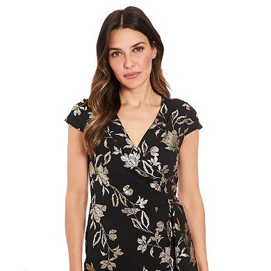 Women's London Times T-shirt Embellished Neckline Tweed Dress
