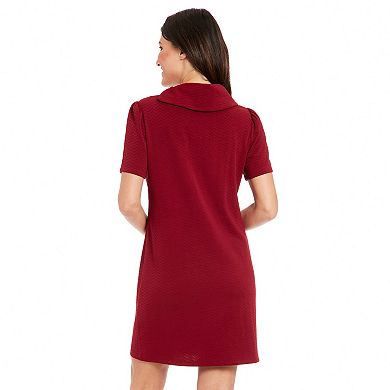Women's London Times Envelope Neck Shoulder Button Detail Shift Dress