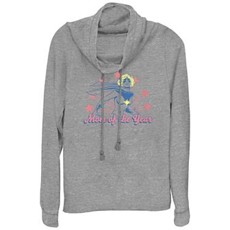 Women's Captain Marvel Mom Of The Year Cowlneck Graphic Lightweight Long Sleeve