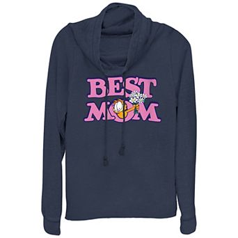 Women's Garfield Best Mom Cowlneck Graphic Lightweight Long Sleeve