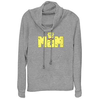 Women's SpongeBob SquarePants Mom Cowlneck Graphic Lightweight Long Sleeve