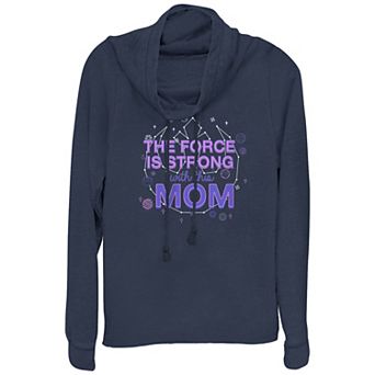 Women's Star Wars The Force Is Strong With This Mom Cowlneck Graphic Lightweight Long Sleeve