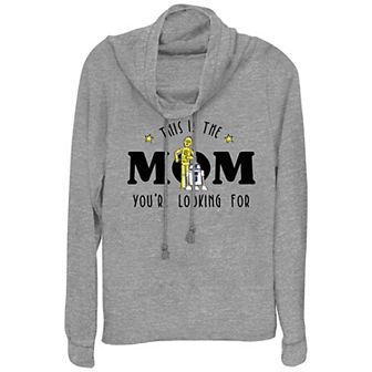 Women's Star Wars This Is The Mom You're Looking For Cowlneck Graphic Lightweight Long Sleeve