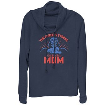 Women's Star Wars The Force Is Strong With This Mom Cowlneck Graphic Lightweight Long Sleeve