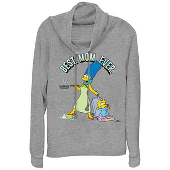 Women's The Simpsons Best Mom Ever Cowlneck Graphic Lightweight Long Sleeve