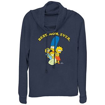 Women's The Simpsons Marge Best Mom Ever Cowlneck Graphic Lightweight Long Sleeve