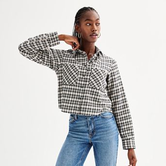 Juniors' SO® Shrunken Flannel Shirt
