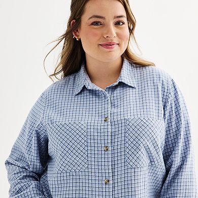 Juniors' Plus Size SO® Shrunken Flannel Shirt