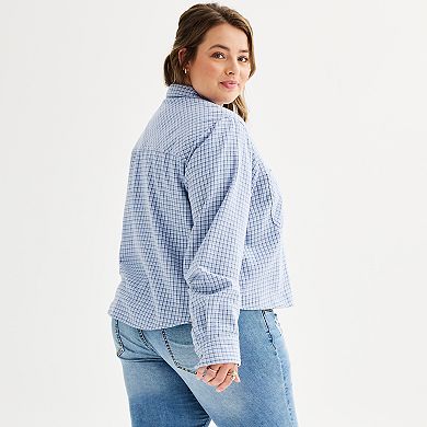 Juniors' Plus Size SO® Shrunken Flannel Shirt
